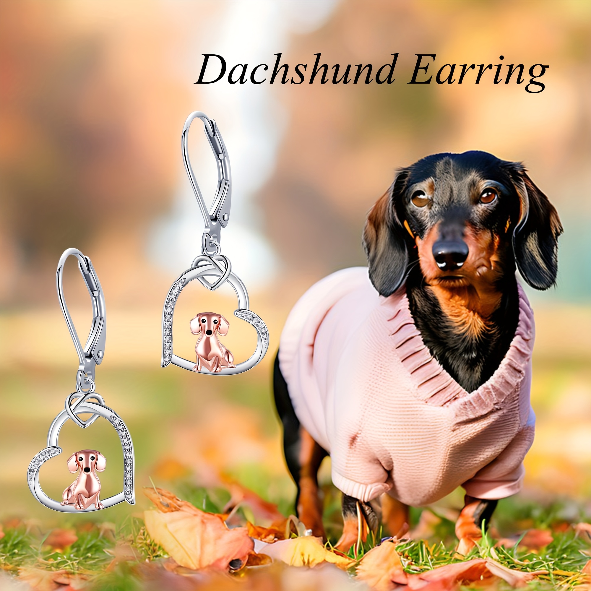 Women's 925 Sterling Silver Dachshund Leverback Earrings